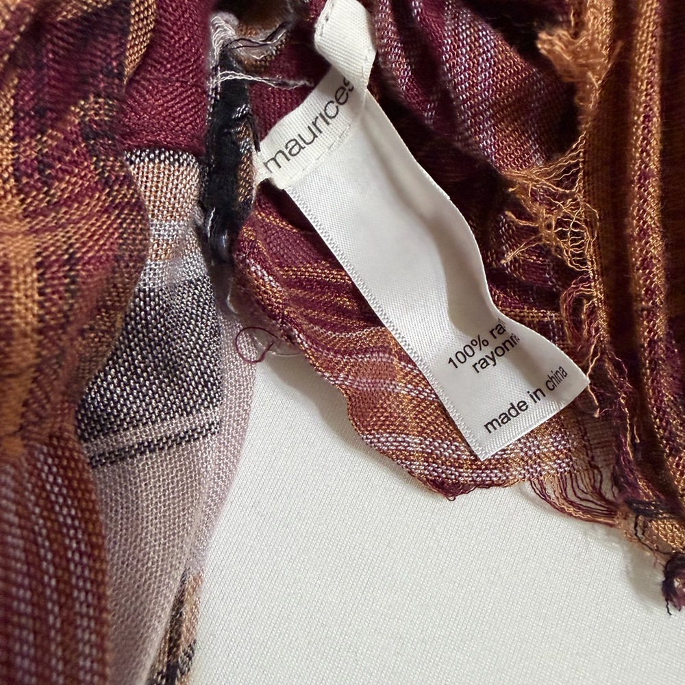 Maurices Burgundy and Mustard Scarf - Picture 2 of 2